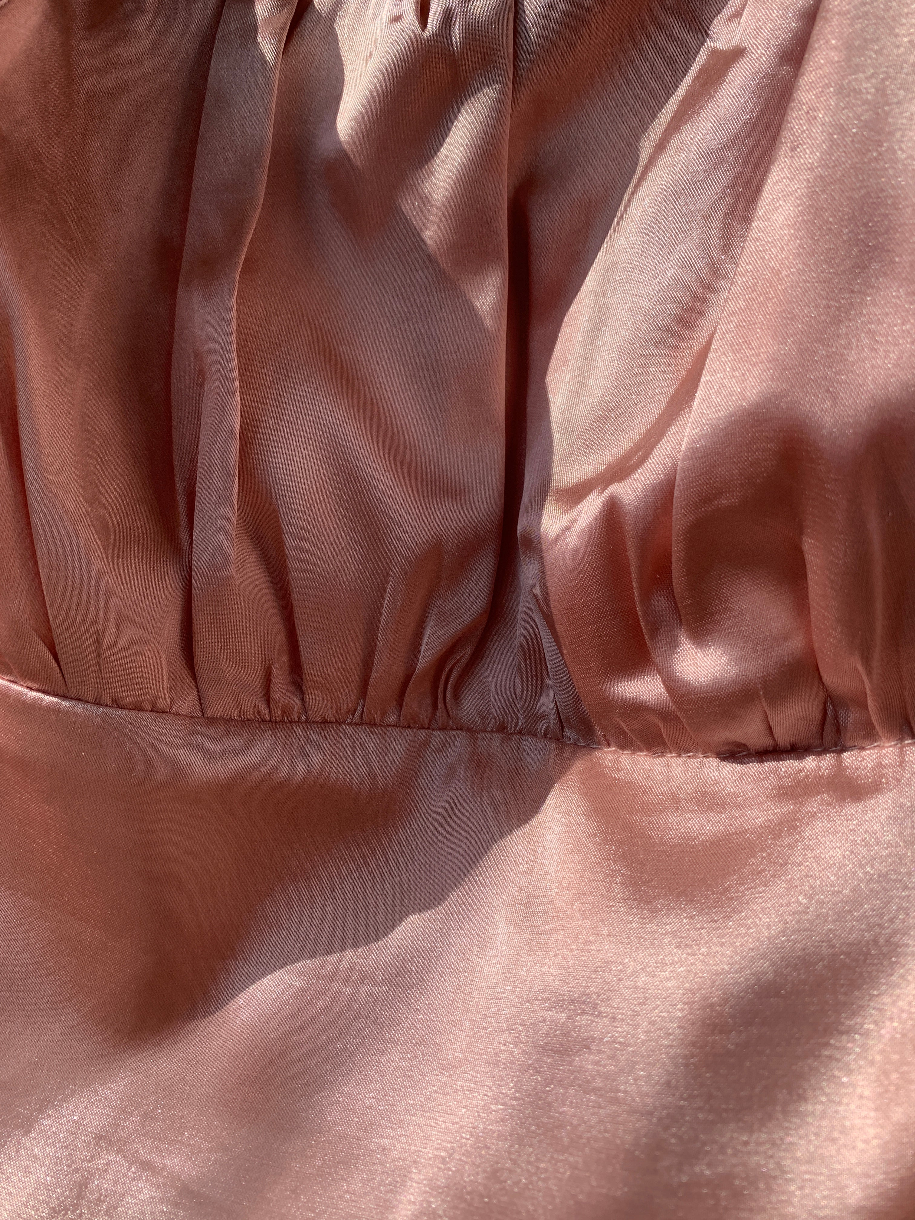 Blush Pink Satin Strappy Crop Top